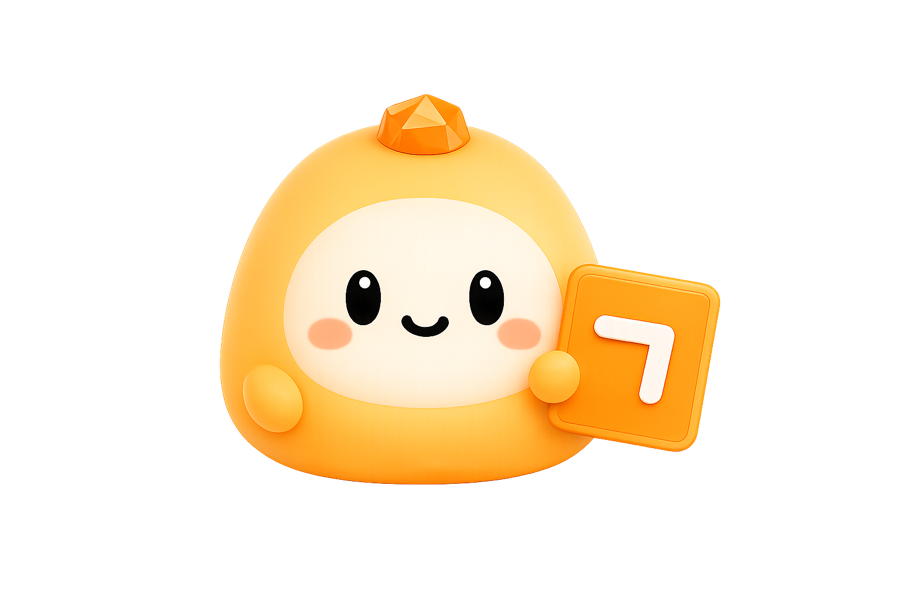 Gabi mascot holding a Hangul letter card